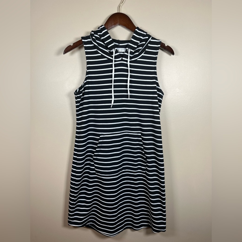 Hooded, striped dress